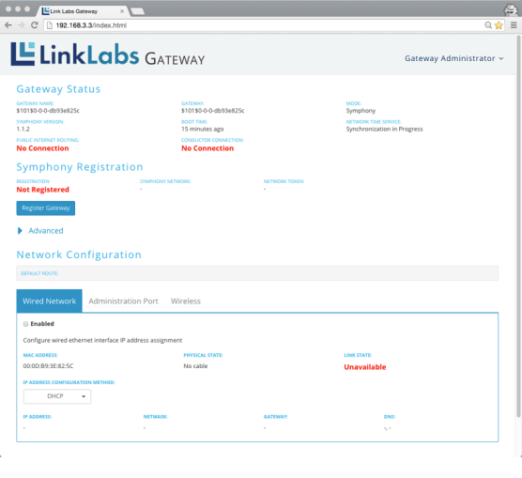 Link Labs gateway status